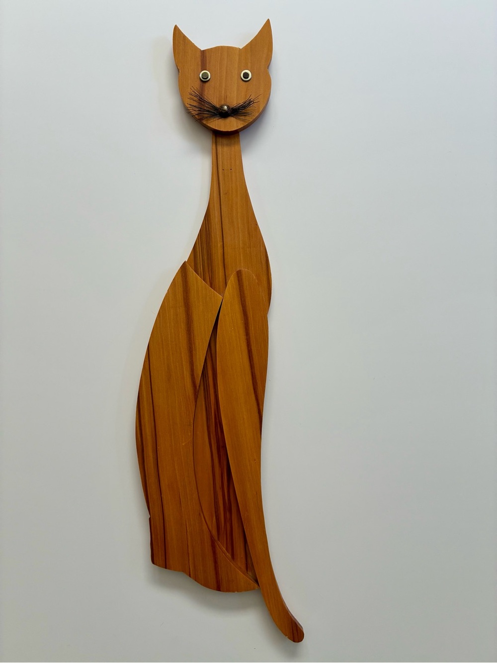 Large 21.5" Vintage Mid Century Modern Wood Cat Wall Art MCM Decor
